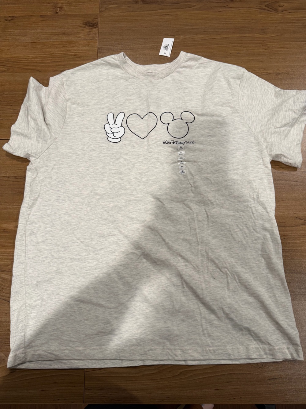 Disney Light Heather Gray Tee with Black Mickey Outline